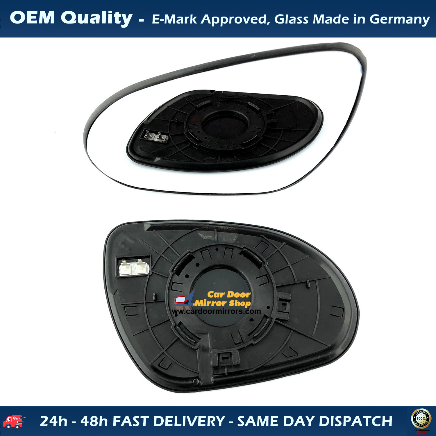 Hyundai I30 Wing Mirror Glass With Base LEFT HAND ( UK Passenger Side ) 2007 MAY to 2013 – Heated Base Convex Mirror
