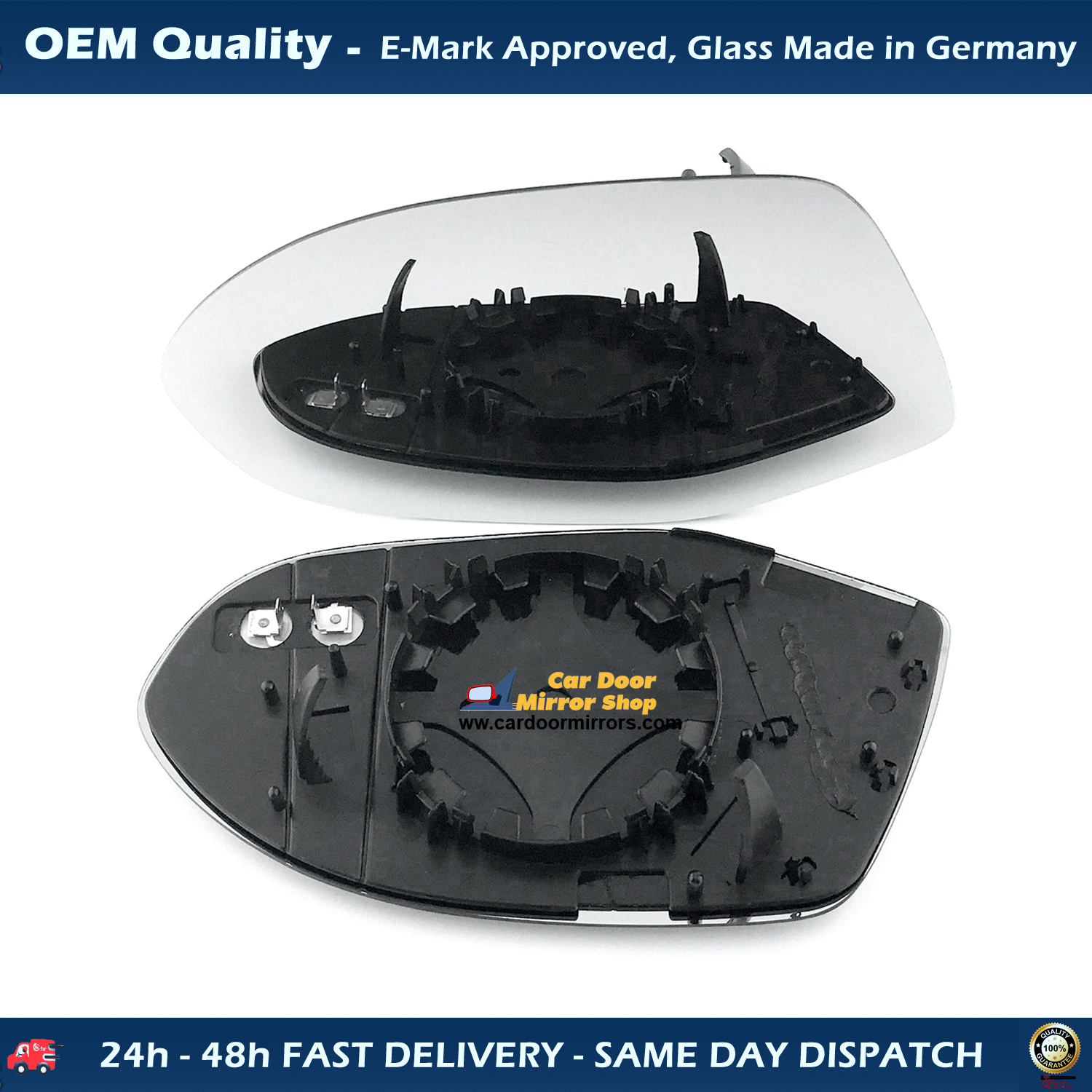 Audi A7 Wing Mirror Glass With Base LEFT HAND ( UK Passenger Side ) 2011 to 2017 – Heated Base Convex Mirror