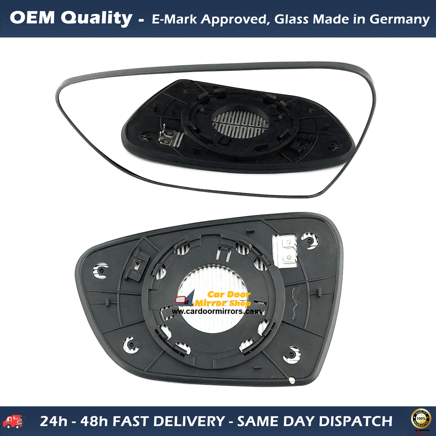 KIA Ceed Wing Mirror Glass With Base LEFT HAND ( UK Passenger Side ) 2012 to 2019 – Heated Base Convex Mirror