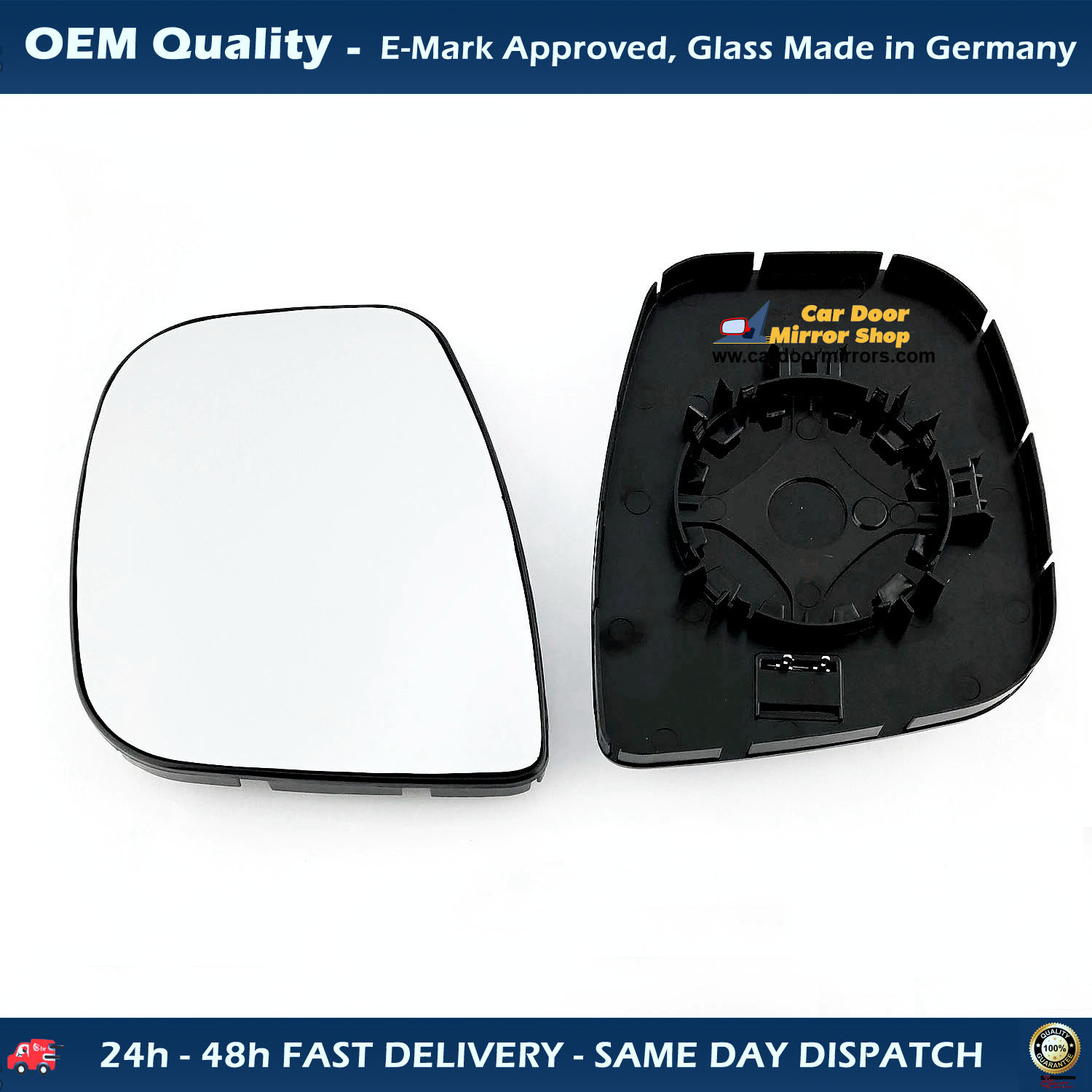 Citroen Berlingo Wing Mirror Glass With Base LEFT HAND ( UK Passenger Side ) 2012 to 2019 – Heated Base Convex Mirror