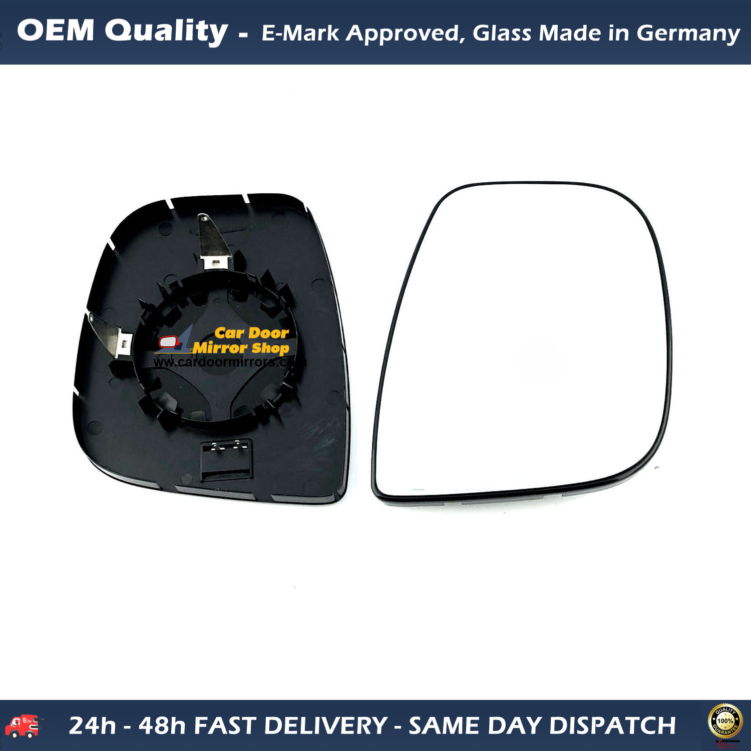 Citroen Dispatch Wing Mirror Glass With Base RIGHT HAND ( UK Driver Side ) 2016 to 2020 – Heated Base Convex Wing Mirror ( Twin Glass Version Mirror )