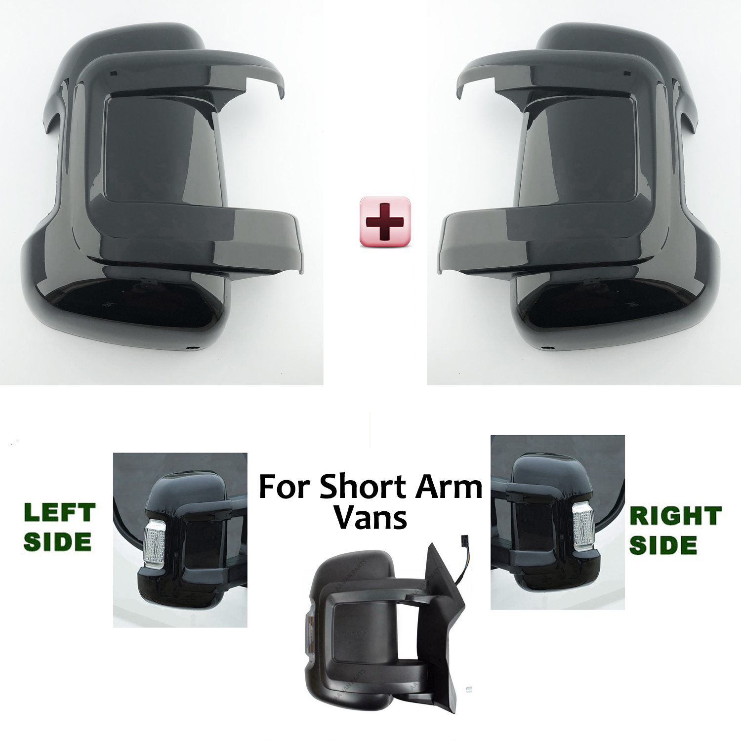 FIAT Ducato Wing Mirror Cover Protectors LEFT and RIGHT (PAIR ) 2006 to 2021 – GLOSS BLACK Wing Mirror Cover Protector