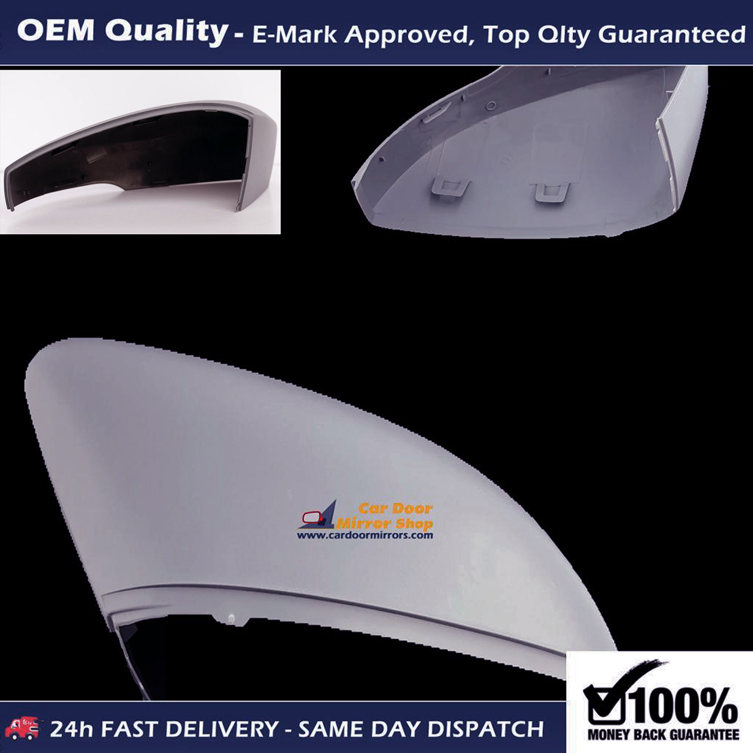 Volkswagen Polo Wing Mirror Cover LEFT HAND ( UK Passenger Side ) 2009 to 2017 ( MK5 ) – Wing Mirror Cover Primed ( Cars With Indicators )