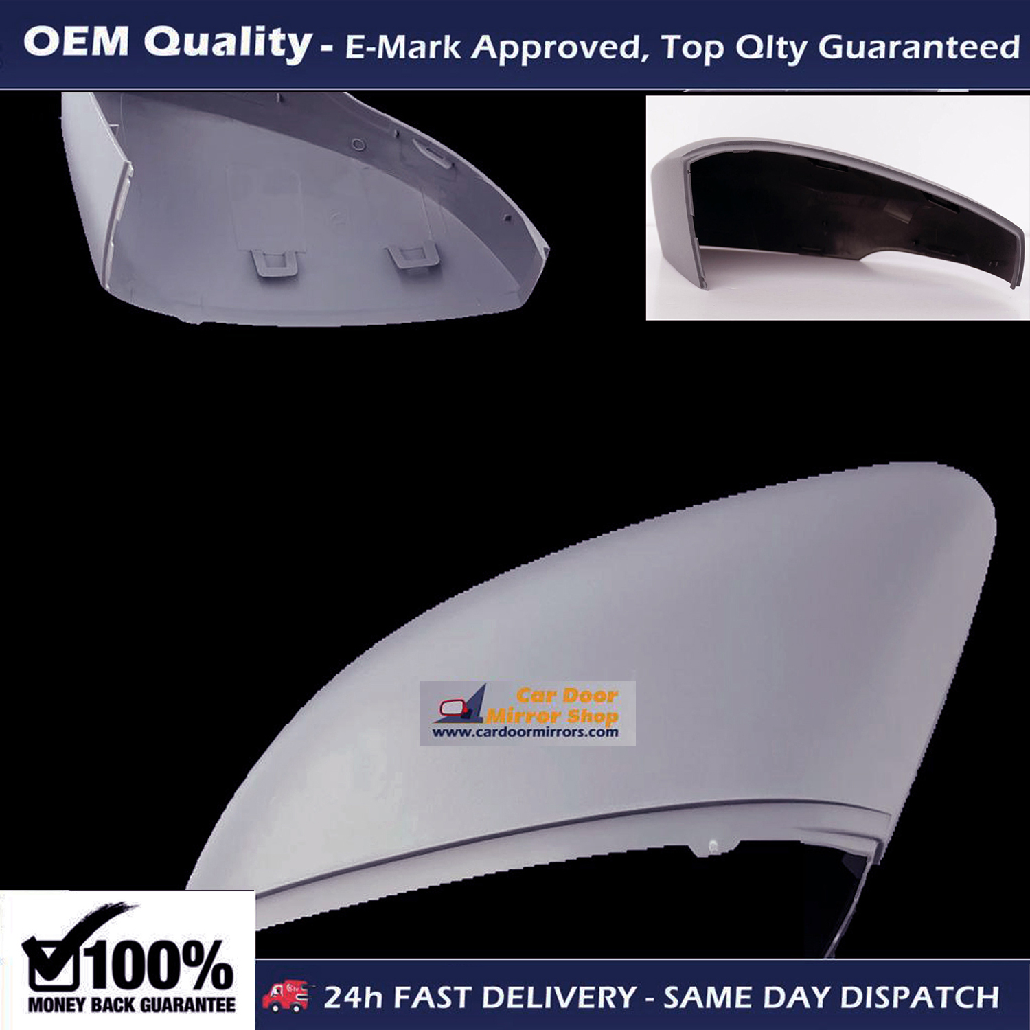 Volkswagen Polo Wing Mirror Cover RIGHT HAND ( UK Driver Side ) 2009 to 2017 ( MK5 ) – Wing Mirror Cover Primed ( Cars With Indicators )